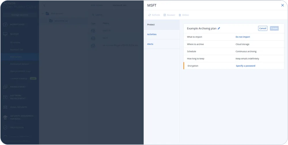 Microsoft 365 Email Archiving, desenvolvido para MSPs